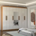 Ver imagem 1 de Guarda-roupa Casal Nirvana 8 Portas 4 gavetas com Espelho Cinamomo/branco - Panorama Móveis