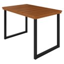 Ver imagem 1 de Mesa de Jantar 4 Lugares Tampo de Madeira Maciça Ripado 120x75cm Berlim Marrom Preto/Marrom