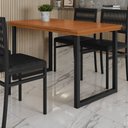Ver imagem 2 de Mesa de Jantar 4 Lugares Tampo de Madeira Maciça Ripado 120x75cm Berlim Marrom Preto/Marrom