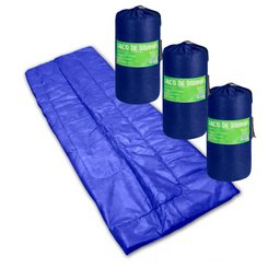 Kit 3 Sacos de Dormir FA Colchões Colchonete Acampamento Camping Solteiro 192x75cm Azul 8161 - 1