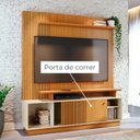 Ver imagem 6 de Estante para TV e Home Theater Ripado até 65 Polegadas 160cm x 183,5cm 1 Porta Ares Marrom Off White