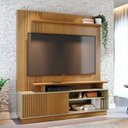 Ver imagem 1 de Estante para TV e Home Theater Ripado até 65 Polegadas 160cm x 183,5 cm 1 Porta Ares Marrom Bege