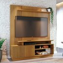 Ver imagem 1 de Estante para TV e Home Theater Ripado até 65 Polegadas 160cm x 183,5 cm 1 Porta Ares Marrom Bege