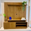 Ver imagem 5 de Estante para TV e Home Theater Ripado até 65 Polegadas 160cm x 183,5 cm 1 Porta Ares Marrom Bege