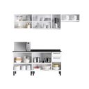Ver imagem 6 de Cozinha Modulada em Aço 5 Peças 11 Portas Sendo 2 de Vidro 2 Gavetas Florença Itatiaia 