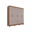 Ver imagem 1 de Guarda-roupa Casal 6 Portas 2 Gavetas Estrela Premium Salleto Cinamomo/off White