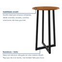 Ver imagem 5 de Mesa Bistrô Redonda Madeira Maciça e Aço 70cm Coliseu Marrom Preto/Marrom