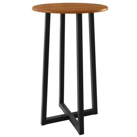 Mesa Bistrô Redonda Madeira Maciça e Aço 70cm Coliseu Marrom Preto/Marrom