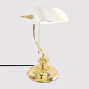 Ver imagem 4 de Luminaria de Mesa Metal Vidro Branco Dourado Banker