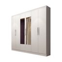 Ver imagem 3 de Guarda Roupa Casal 6 Portas 3 Gavetas Mônaco com Espelho Branco/Ártico