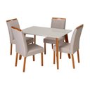 Ver imagem 5 de Conjunto Mesa Verona com 4 Cadeiras Madeira Maciça, Estofada e Bordada Liz Espresso Móveis Cinza/Cha