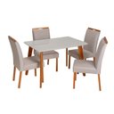Ver imagem 2 de Conjunto Mesa Verona com 4 Cadeiras Madeira Maciça, Estofada e Bordada Liz Espresso Móveis Cinza/Cha
