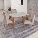 Ver imagem 1 de Conjunto Mesa Verona com 4 Cadeiras Madeira Maciça, Estofada e Bordada Liz Espresso Móveis 