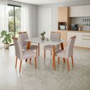 Ver imagem 1 de Conjunto Mesa Verona com 4 Cadeiras Madeira Maciça, Estofada e Bordada Liz Espresso Móveis Cinza/Cha