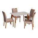 Ver imagem 2 de Conjunto Mesa Verona com 4 Cadeiras Madeira Maciça e Estofada Bella Espresso Móveis Bege/Champagnhe/