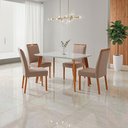 Ver imagem 1 de Conjunto Mesa Verona com 4 Cadeiras Madeira Maciça e Estofada Bella Espresso Móveis Bege/Champagnhe/