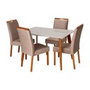 Ver imagem 3 de Conjunto Mesa Verona com 4 Cadeiras Madeira Maciça e Estofada Bella Espresso Móveis Bege/Champagnhe/