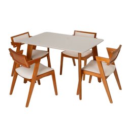 Conjunto Mesa Verona com 4 Cadeiras Madeira Maciça e Estofada Ímola Espresso Móveis - 2 Conjunto Mesa Verona com 4 Cadeiras Madeira Maciça e Estofada Ímola Espresso Móveis - 2
