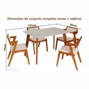 Ver imagem 4 de Conjunto Mesa e 4 Cadeiras Madeira Maciça, Tampo Off White e Assento Estofado Ímola