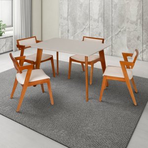 Conjunto Mesa Verona com 4 Cadeiras de Madeira Maciça e Estofada Ímola Authentic Espresso Móveis