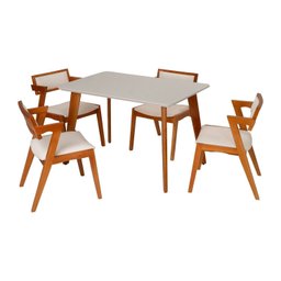 Conjunto Mesa Verona com 4 Cadeiras Madeira Maciça e Estofada Ímola Espresso Móveis - 4 Conjunto Mesa Verona com 4 Cadeiras Madeira Maciça e Estofada Ímola Espresso Móveis - 4