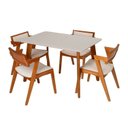 Ver imagem 3 de Conjunto Mesa e 4 Cadeiras Madeira Maciça, Tampo Off White e Assento Estofado Ímola