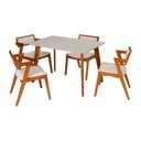 Ver imagem 5 de Conjunto Mesa e 4 Cadeiras Madeira Maciça, Tampo Off White e Assento Estofado Ímola
