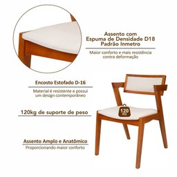 Conjunto Mesa Verona com 4 Cadeiras de Madeira Maciça e Estofada Ímola Authentic Espresso Móveis - 13