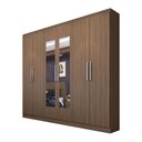 Ver imagem 3 de Guarda Roupa Casal 6 Portas 3 Gavetas Mônaco com Espelho Marrom/Nogueira