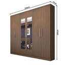 Ver imagem 4 de Guarda Roupa Casal 6 Portas 3 Gavetas Mônaco com Espelho Marrom/Nogueira