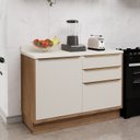 Ver imagem 1 de Balcão de Cozinha 120cm 1 Porta 3 Gavetas Viena Branco/Freijó/Cinza Argila