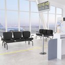 Ver imagem 2 de Cadeira Longarina 3 Lugares Aeroporto Recepção Preto Baixa Flexi P03 Vinil Preto - lyam Lyam Decor