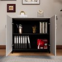 Ver imagem 4 de Armário Baixo New City 2 Portas 80 cm Cinza Cristal/Preto Gebb Work