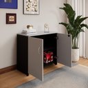 Ver imagem 3 de Armário Baixo New City 2 Portas 80 cm Cinza Cristal/Preto Gebb Work
