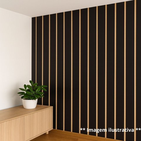 Kit Revestimento Ripado 75 Placas Adesiva 45 X 11 Cm em Mdf:preto