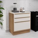 Ver imagem 1 de Balcão de Cozinha 80cm 3 Gavetas Viena Branco/Freijó/Cinza