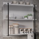 Ver imagem 2 de Prateleira Industrial Cozinha Tripla com Painel Flora M24 Branco - Mpozenato