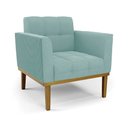 Ver imagem 1 de Poltrona Sala Decorativa Elisa Base Madeira Fixa Castanho Cotelê Ext/veludo Menta D03 - D’Rossi