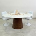 Ver imagem 4 de Mesa Cone Oval 137x90 Cm Tampo Laca Branca Base Imbuia Horizontal
