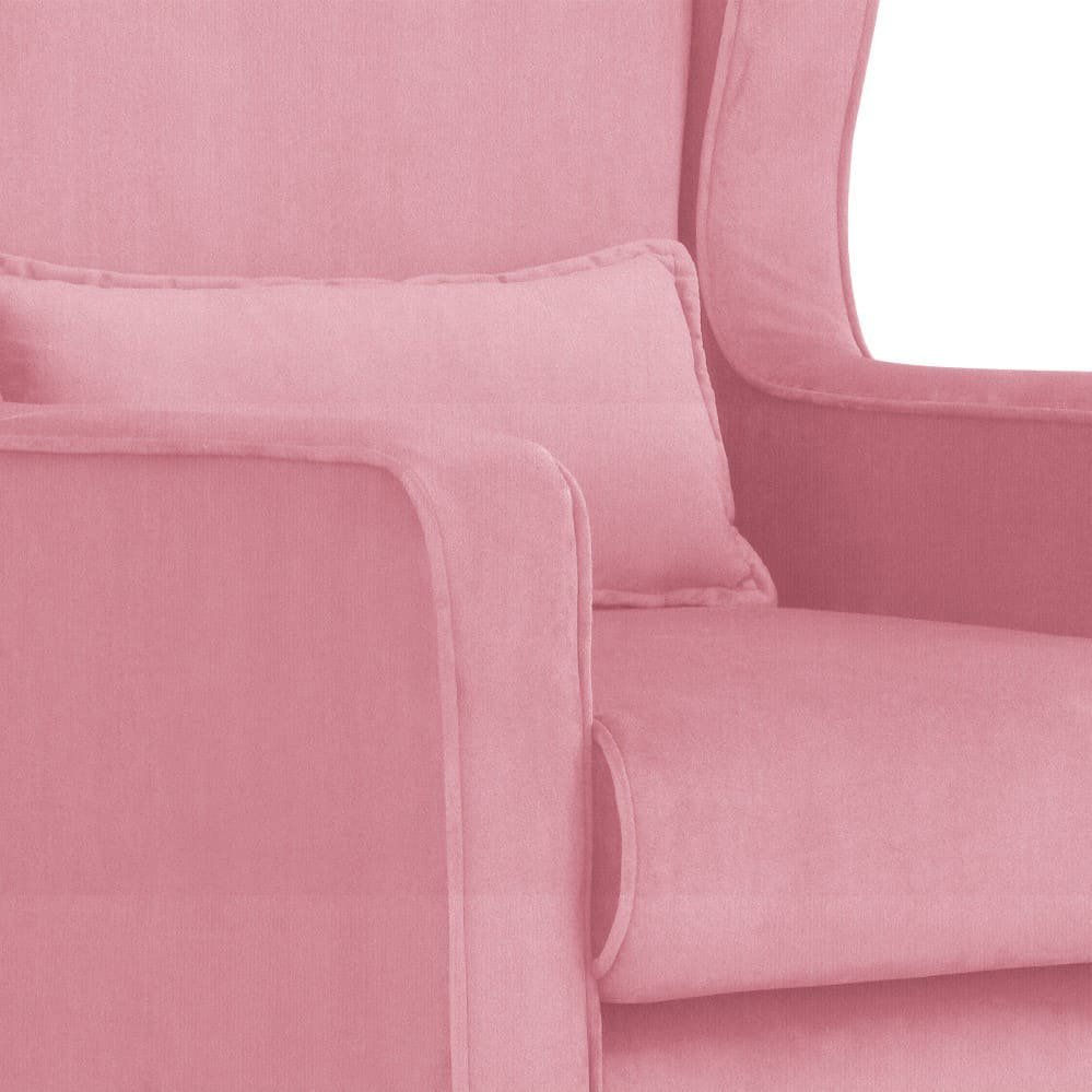 Kit Poltrona Aurora de Amamentação Balanço + Puff Suede Rosa - Vallisa Decor - 4