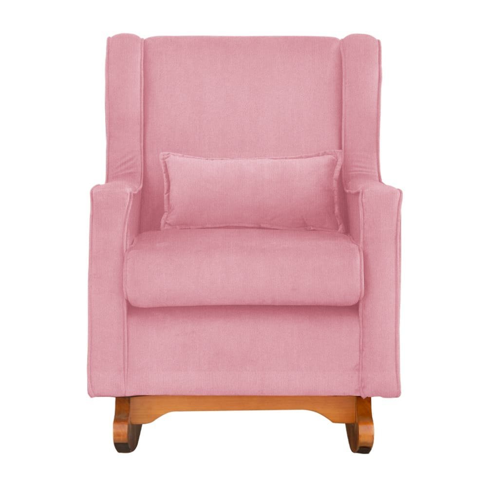 Kit Poltrona Aurora de Amamentação Balanço + Puff Suede Rosa - Vallisa Decor - 3