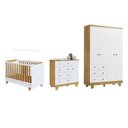 Ver imagem 2 de Quarto de Bebê Guarda-Roupa 4 Portas Cômoda e Berço Minicama 4 em 1 Levy 100% MDF Yescasa