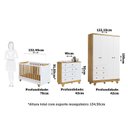 Ver imagem 3 de Quarto de Bebê Guarda-Roupa 4 Portas Cômoda e Berço Minicama 4 em 1 Levy 100% MDF Yescasa