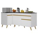Ver imagem 1 de Kit Armário de Cozinha Balcão Canto 90cm e Gabinete Pia 120cm Veneza Multimóveis Mp2157 Branco/