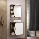 Ver imagem 2 de Conjunto Para Banheiro Armário Gabinete 01 Porta 60 cm Com Cuba Duna B06 Branco Nogal - Lyam Decor