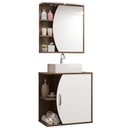 Ver imagem 1 de Conjunto Para Banheiro Armário Gabinete 01 Porta 60 cm Com Cuba Duna B06 Branco Nogal - Lyam Decor