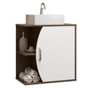 Ver imagem 3 de Conjunto Para Banheiro Armário Gabinete 01 Porta 60 cm Com Cuba Duna B06 Branco Nogal - Lyam Decor