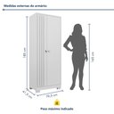 Ver imagem 3 de Armário Multiuso Ripado 2 Portas Cabideiro Organizador Vassoura Virtus com Chave Branco