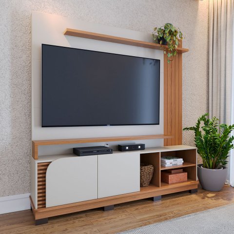 Estante para Tv até 75 Polegadas Jurerê 2 Portas Off White/freijó 1800 - Colibri