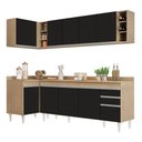 Ver imagem 1 de Armário de Cozinha Modulado de Canto Direito 5 Peças Cp44 Balcão com Tampo Castanho/preto - Lumil Lu